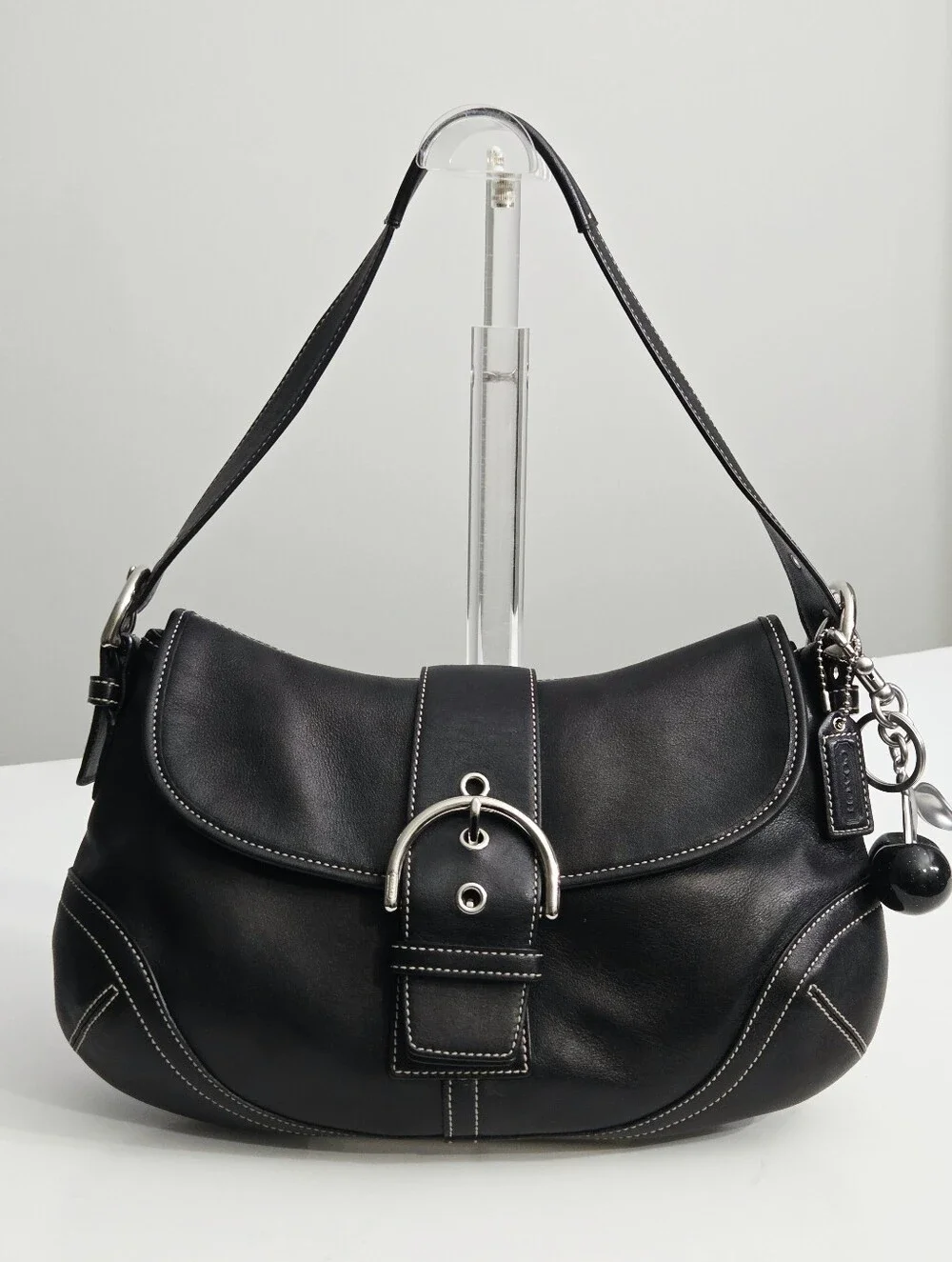 EXCELLENT COACH LARGE Y2K SOHO BUCKLE FLAP BAG BLACK 9248